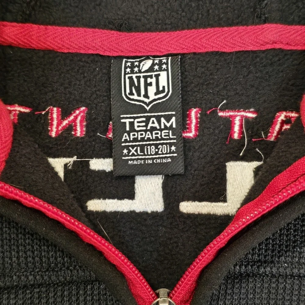 Atlanta Falcons NFL Full Zip Black Red Hoodie Hooded‎ Sweatshirt Pockets Warm XL